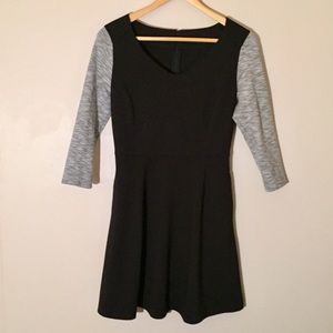 Fit & Flare 3/4 Sleeves A-line Dress XS Black